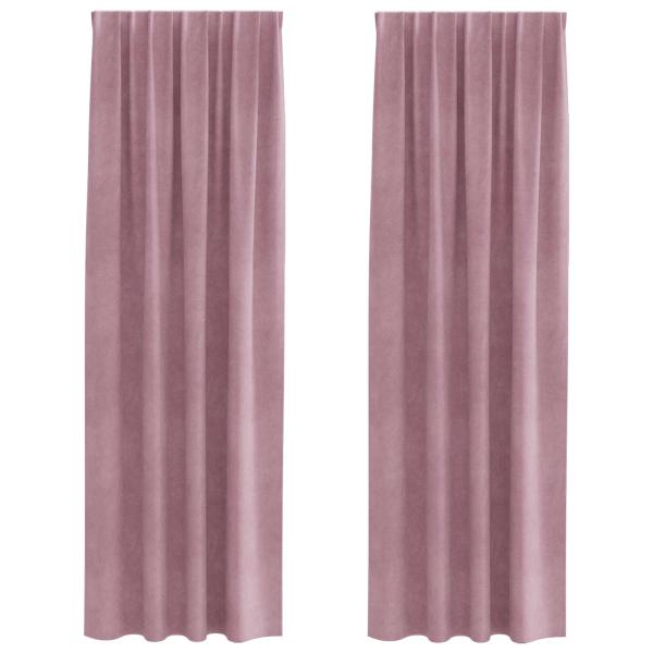 Verdunkelungsvorhänge mit Band 2 Stück Dunkelrosa Samt