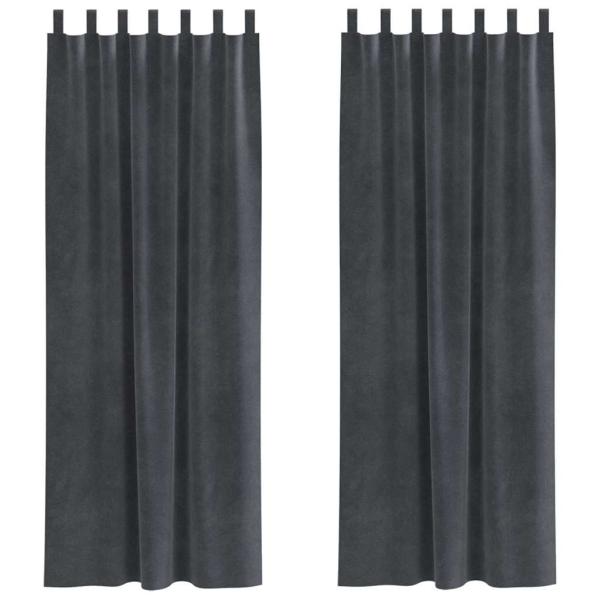 Verdunkelungsvorhänge mit Befestigungsschlaufen 2 Stück Hellgrau Samt