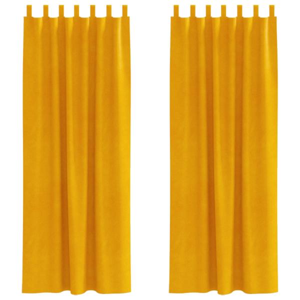 Verdunkelungsvorhänge mit Aufhängeschlaufen 2 Stück Senfgelb Samt