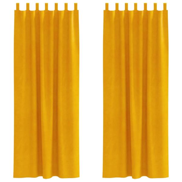 Verdunklungsvorhänge mit Schlaufen 2 Stück Senfgelb Samt