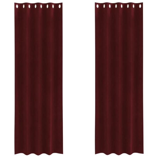 Verdunkelungsvorhänge mit Ösen 2 Stück Weinrot Velvet