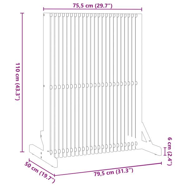 Sichtschutz für drinnen/draußen 110 cm aus solidem Akazienholz