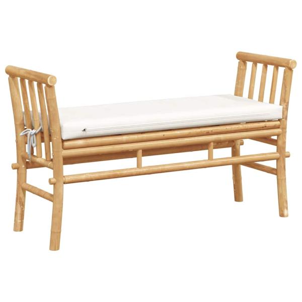 Gartenbank mit Kissen 110 cm aus Bambus