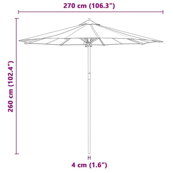 Garten-Schirm Creme 270x260 cm aus Bambus