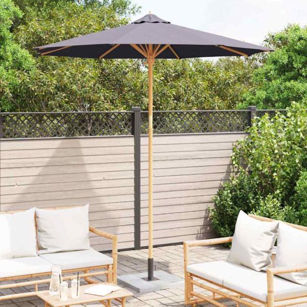 Gartenparasol Dunkelgrau 240x260 cm aus Bambus