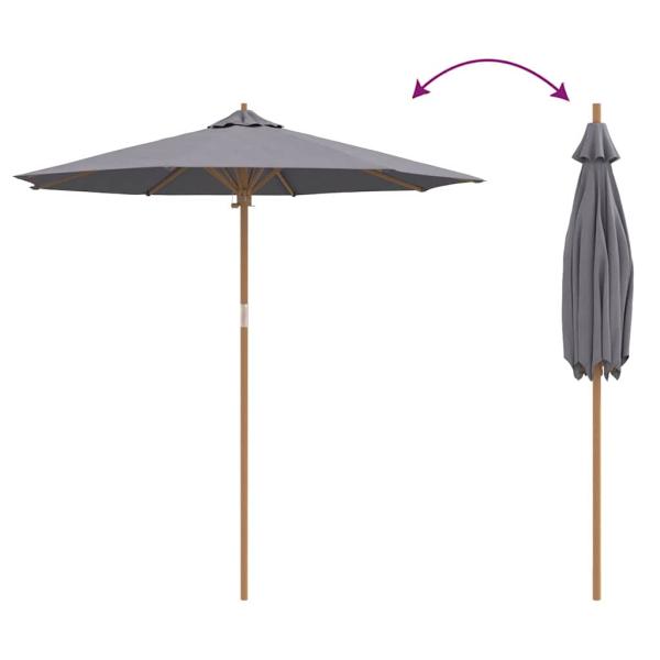 Gartenparasol Dunkelgrau 240x260 cm aus Bambus