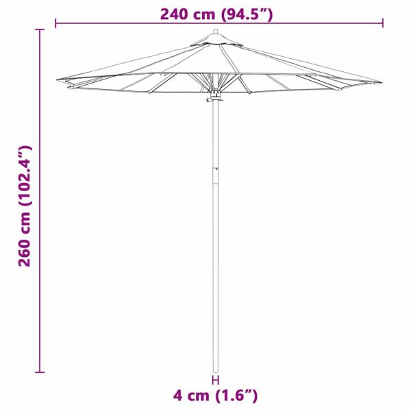 Gartenparasol Dunkelgrau 240x260 cm aus Bambus