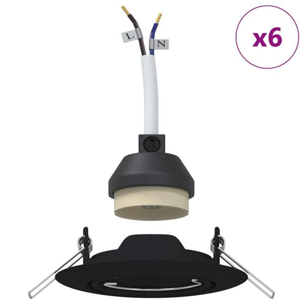 Lampen Set aus 6 Schwarz Kunststoff 9 cm Modern