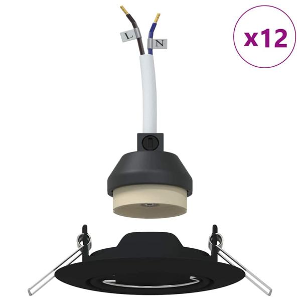 Lampen Set aus 12 Schwarz Kunststoff, Metall 9 cm