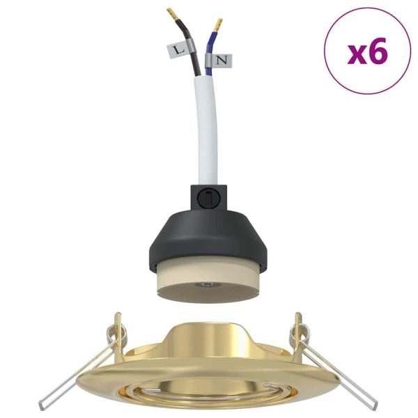 Lampen Set aus 6 Gold Metall 9 cm modern Einbauleuchten