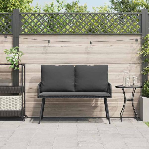 Gartenbank Schwarz 114x64x78 cm Poly-Rattan