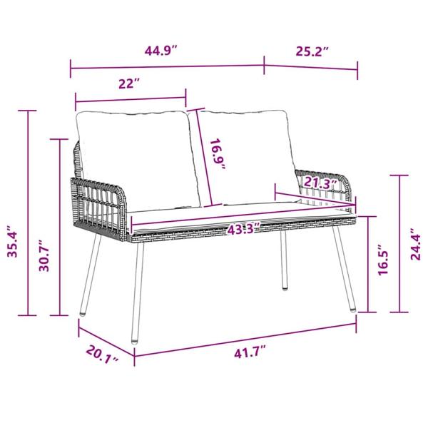 Gartenbank Schwarz 114x64x78 cm Poly-Rattan