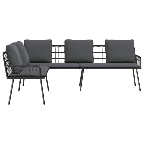 L-förmiges Sofa Schwarz 231x173x78 cm Poly-Rattan