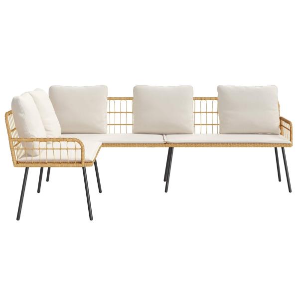 L-förmiges Sofa Natur 231x173x78 cm Poly Rattan