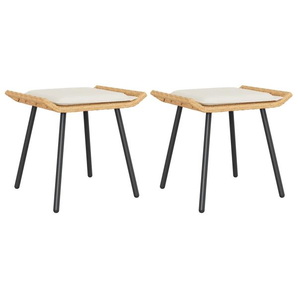 ARDEBO.de - Gartenhocker 2 Stück Natur 50x40x45 cm Poly Rattan