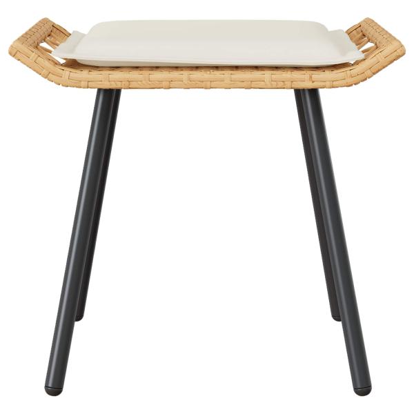 Gartenhocker 2 Stück Natur 50x40x45 cm Poly Rattan