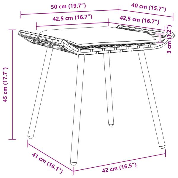 Gartenhocker 2 Stück Natur 50x40x45 cm Poly Rattan