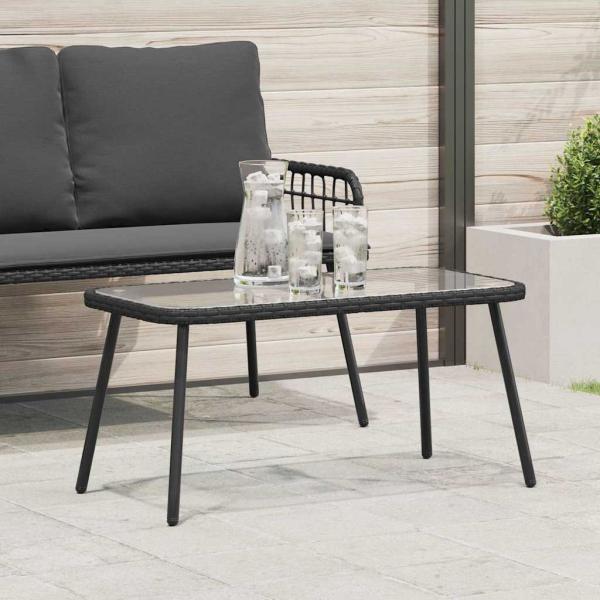 ARDEBO.de - Couchtisch Schwarz 90x45x42 cm Poly-Rattan
