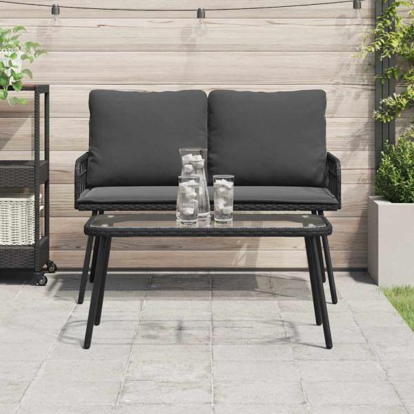 Couchtisch Schwarz 90x45x42 cm Poly-Rattan
