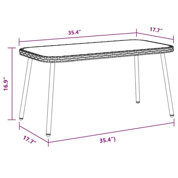 Couchtisch Schwarz 90x45x42 cm Poly-Rattan
