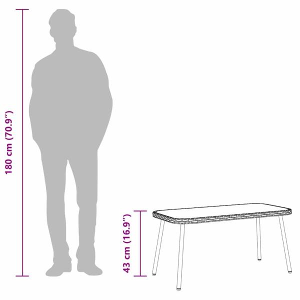 Couchtisch Schwarz 90x45x42 cm Poly-Rattan