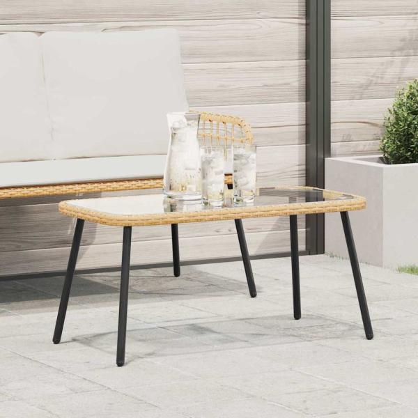 ARDEBO.de - Couchtisch Natur 90x45x42 cm Poly Rattan