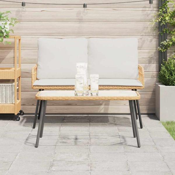Couchtisch Natur 90x45x42 cm Poly Rattan