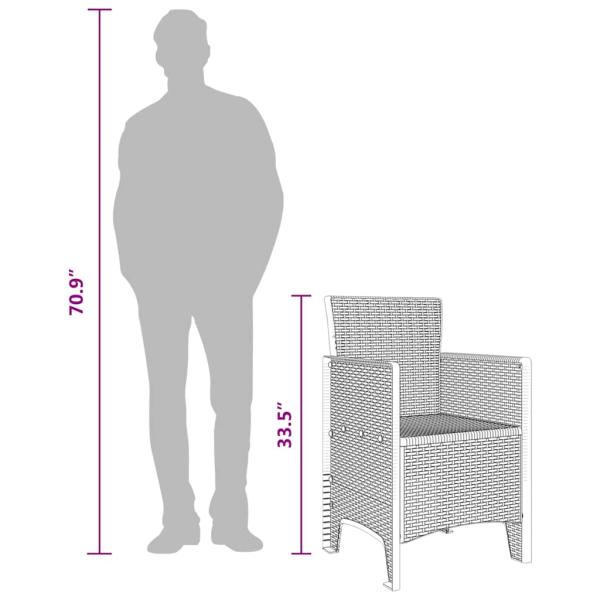 Gartenstuhl Set aus 2 Anthrazit Kunststoff Standard Langlebig