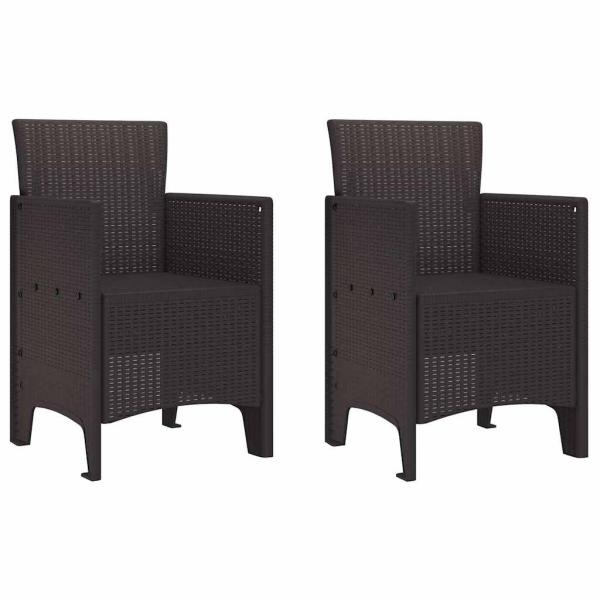 Gartenstühle 2 Stück Braun Poly Rattan