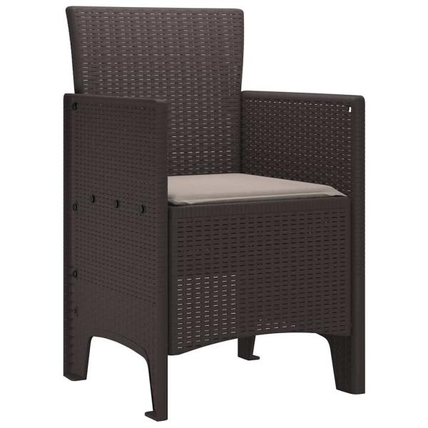 Gartenstühle mit Kissen Set aus 2 Braun, Taupe