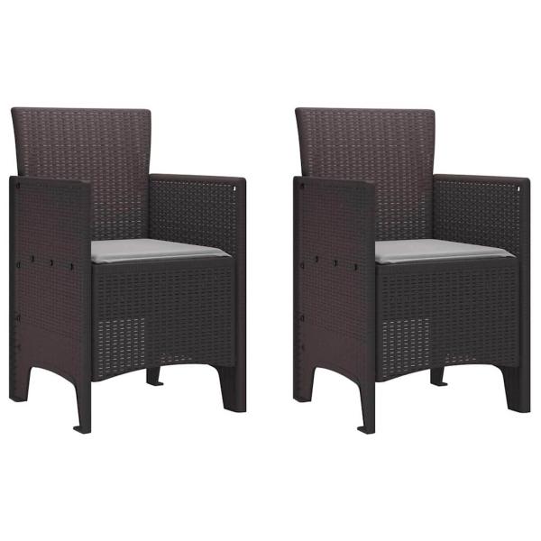 Gartenstuhl Set aus 2 Braun Rattan Standard Langlebig
