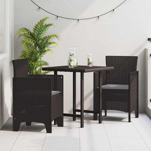 ARDEBO.de - Gartenstuhl Set aus 2 Braun, Anthrazit Kunststoff, Kissen