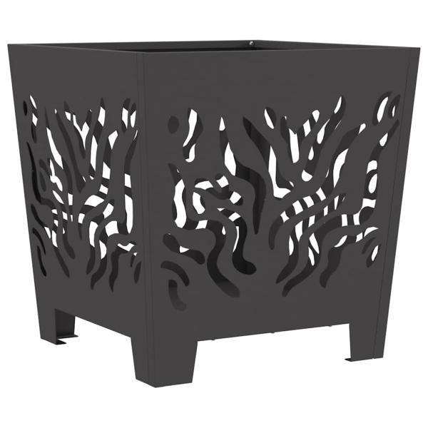 Feuerstelle Quadrat Schwarz 40x40x40 cm Stahl