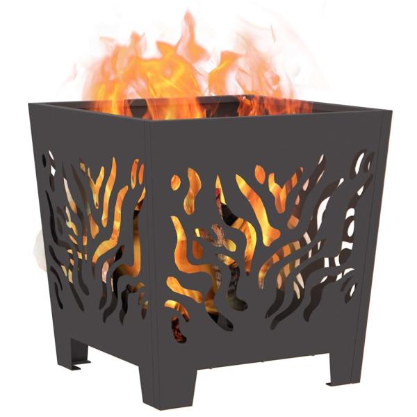Feuerstelle Quadrat Schwarz 40x40x40 cm Stahl