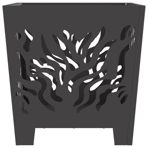 Feuerstelle Quadrat Schwarz 40x40x40 cm Stahl