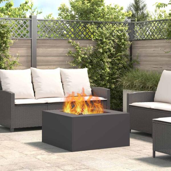 ARDEBO.de - Feuerschale Quadratisch Schwarz 80x80x40 cm Stahl