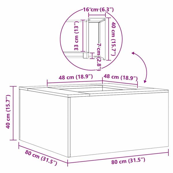 Feuerschale Quadratisch Schwarz 80x80x40 cm Stahl