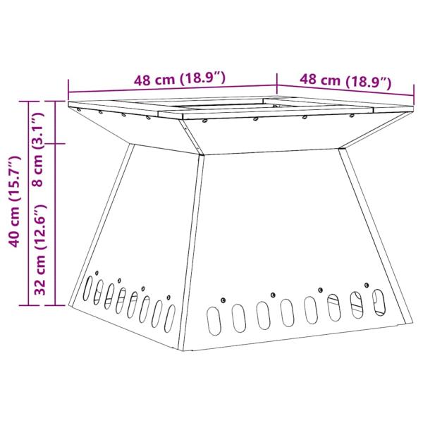 Feuerstelle Schwarz 48x48x40 cm Stahl