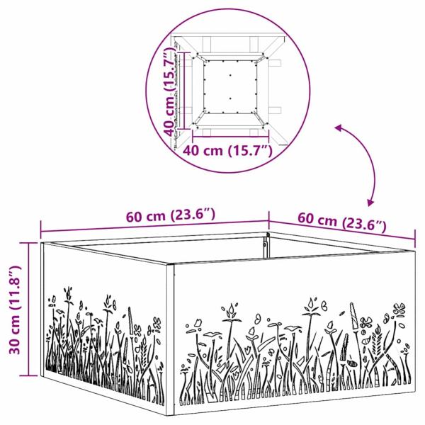 Feuerstelle Quadrat Schwarz 60x60x30 cm Stahl