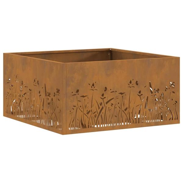 Feuerstelle Quadrat 60x60x30 cm Wetterstahl