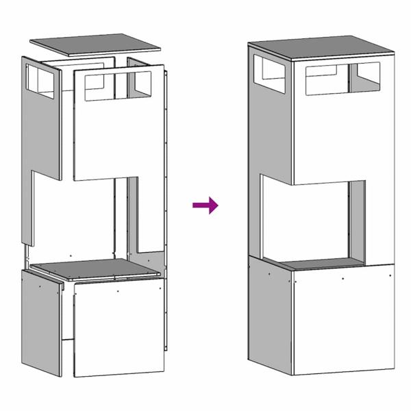 Feuerstelle Quadrat Schwarz 35x35x100 cm Stahl