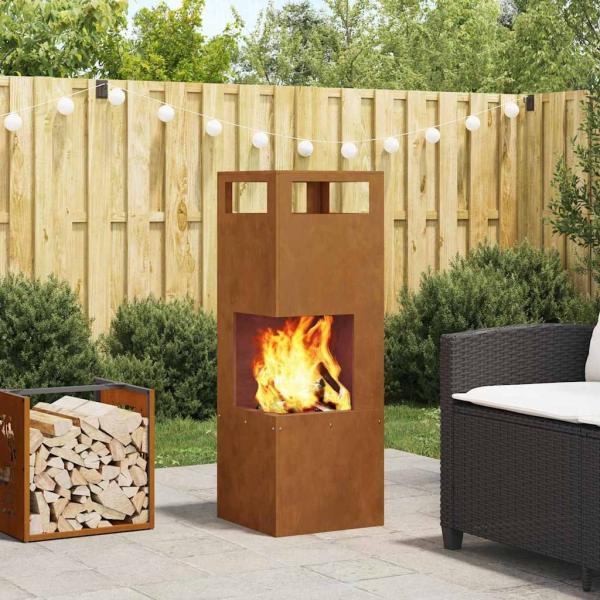 ARDEBO.de - Feuerstelle Quadrat 35x35x100 cm Wetterbeständiger Stahl