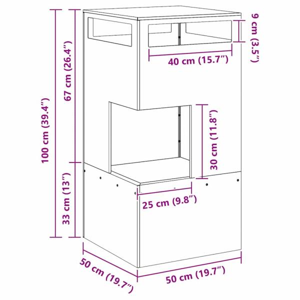 Feuerstelle 50x50x100 cm Wetterfestes Stahl