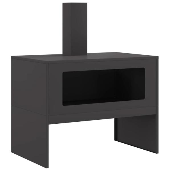 Feuerschale mit Schornstein Schwarz 80x50x96 cm Stahl