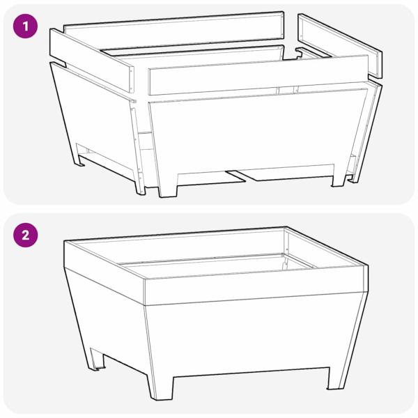 Feuerschale Quadrat 50x50x30 cm aus Wetterstahl