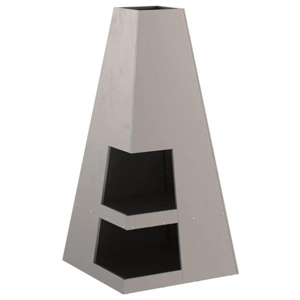 Feuerstelle mit Holzlager 50x50x100 cm Wetterstahl