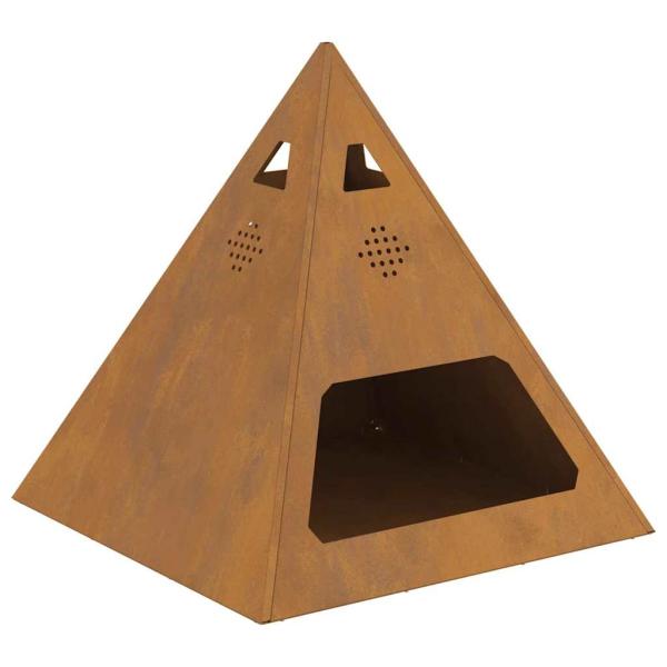 Feuerstelle Pyramide 50x50x51 cm Wetterfester Stahl