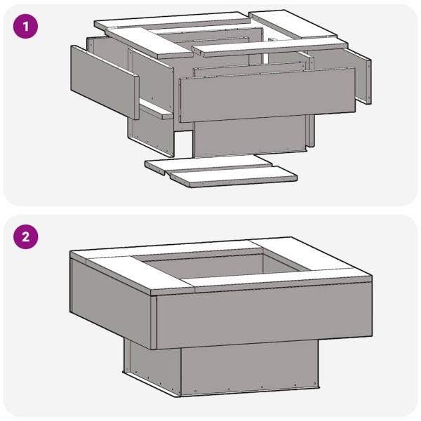Feuerstelle Quadrat 60x60x30 cm Wetterstahl