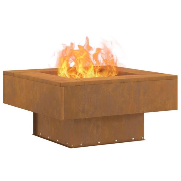 Feuerstelle Quadrat 60x60x30 cm Wetterstahl