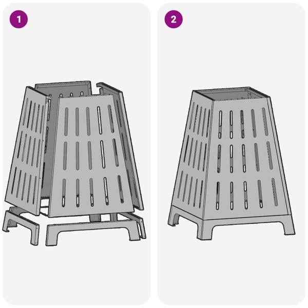 Feuerschale Quadrat 50x50x70 cm Wetterstahl